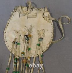 Vintage Native American medicine bag purse buckskin deer hide beaded Navajo
