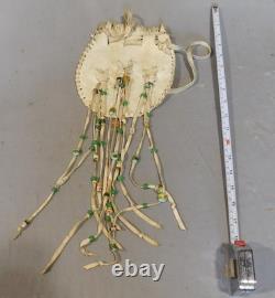 Vintage Native American medicine bag purse buckskin deer hide beaded Navajo