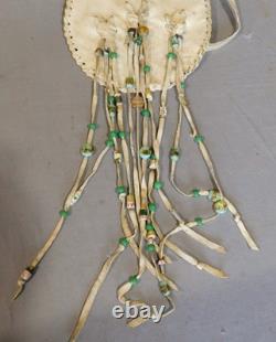 Vintage Native American medicine bag purse buckskin deer hide beaded Navajo