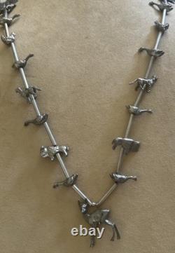 Vintage Native American silver animal fetish 32 inch beaded Tribal necklace