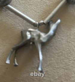 Vintage Native American silver animal fetish 32 inch beaded Tribal necklace