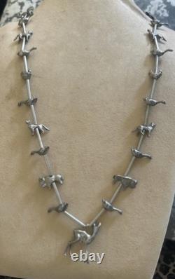 Vintage Native American silver animal fetish 32 inch beaded Tribal necklace