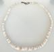 Vintage Native American white shell beaded necklace Sterling Silver clasp-16#33