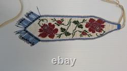 Vintage Native Indian Beaded Panel with Floral Pattern