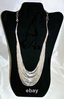 Vintage Navajo 75 Strand Sterling Liquid Silver Beads WATERFALL Choker Necklace