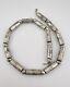 Vintage Navajo Sterling Silver Stamped Pearl Barrel Bead Necklace 17 -29.1g