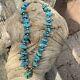 Vintage Navajo Turquoise Nuggets Silver Necklace Native American Jewelry 19 L