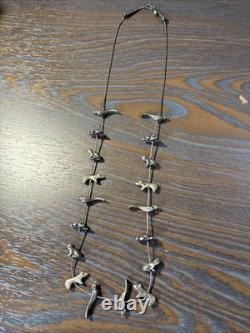 Vintage Navajo Zuni Sterling Silver Native American Fetish Necklace