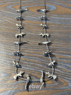 Vintage Navajo Zuni Sterling Silver Native American Fetish Necklace