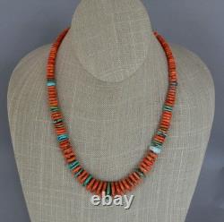 Vintage NavajoSilver Multi Semi-Precious Stone Graduated Bead Necklace 19.25