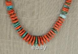 Vintage NavajoSilver Multi Semi-Precious Stone Graduated Bead Necklace 19.25
