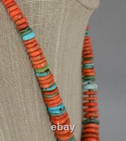 Vintage NavajoSilver Multi Semi-Precious Stone Graduated Bead Necklace 19.25