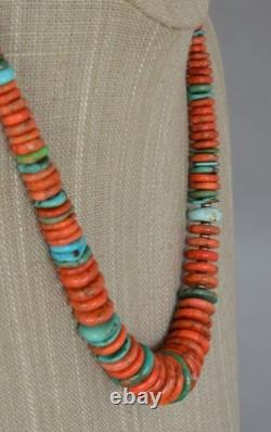 Vintage NavajoSilver Multi Semi-Precious Stone Graduated Bead Necklace 19.25