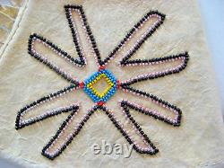 Vintage Non-Native American Indian Leather Beaded Gauntlets Gloves withFringe