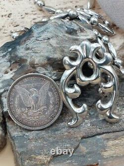 Vintage Old Pawn Sterling Silver Naja Bench Bead Pendant Necklace Navajo Native