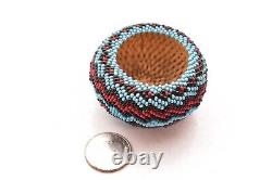 Vintage Paiute Indian Beaded Basket Native American EXCELLENT 2.5 Wide