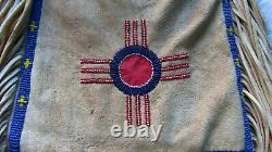 Vintage Paiute Indian Beads Beaded Beadwork Designs & Leather Shoulder Bag