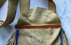 Vintage Paiute Indian Beads Beaded Beadwork Designs & Leather Shoulder Bag