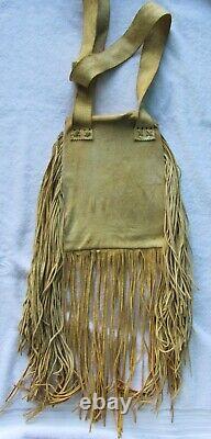 Vintage Paiute Indian Beads Beaded Beadwork Designs & Leather Shoulder Bag