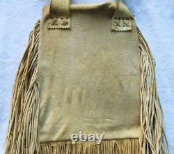 Vintage Paiute Indian Beads Beaded Beadwork Designs & Leather Shoulder Bag
