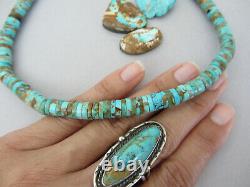 Vintage Pinto Boulder Royston Turquoise Heishi 23.75 LONG Navajo Bead Necklace