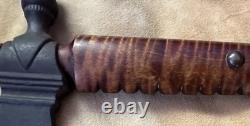 Vintage Pipe Tomahawk With Beaded Drop Curly Maple Shaft Brass Tacks Raw Hide Vintage Pipe Tomahawk With Beaded Drop Curly Maple Shaft Brass Tacks Raw Hide