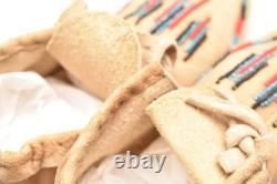 Vintage Plains Indian Sioux Moccasins Beaded Leather Native American 7.5 ATQ