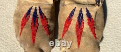 Vintage Plains-Style Native American Beaded Leather Moccasins -1940s-1960s