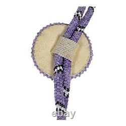 Vintage Purple Starburst Sun Native American Black Glass Seed Beads Bolo Tie