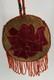 Vintage Reversible Native American Style Beaded Buckskin 5 Round Rose Pouch