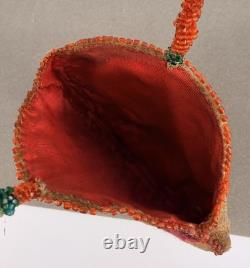 Vintage Reversible Native American Style Beaded Buckskin 5 Round Rose Pouch