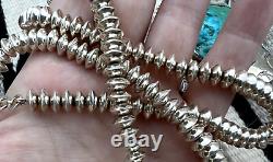 Vintage SOUTHWESTERN SAUCER NECKLACE sterling 67g 25 Navajo pearl bench beads