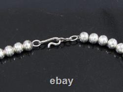 Vintage STERLING SILVER NATIVE AMERICAN BENCH BEAD NECKLACE 26 41 gms