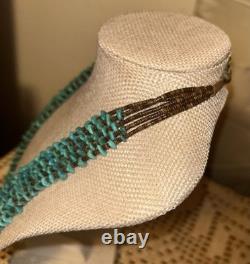 Vintage Santo Domingo Pueblo Small Turquoise + Heishi 5 Strand 24 Necklace