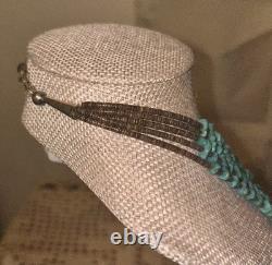Vintage Santo Domingo Pueblo Small Turquoise + Heishi 5 Strand 24 Necklace