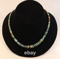 Vintage Santo Domingo Turquoise Graduated Bead Necklace Hand Carved 19 3/4