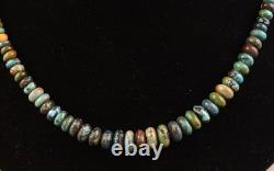 Vintage Santo Domingo Turquoise Graduated Bead Necklace Hand Carved 19 3/4
