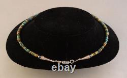 Vintage Santo Domingo Turquoise Graduated Bead Necklace Hand Carved 19 3/4