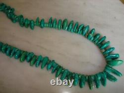 Vintage Santo Domingo Turquoise Tab Heishi Necklace 30 Inch 198 Gram