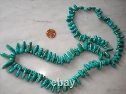 Vintage Santo Domingo Turquoise Tab Heishi Necklace 30 Inch 198 Gram