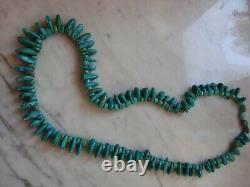 Vintage Santo Domingo Turquoise Tab Heishi Necklace 30 Inch 198 Gram