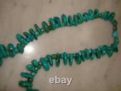 Vintage Santo Domingo Turquoise Tab Heishi Necklace 30 Inch 198 Gram