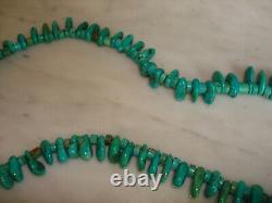 Vintage Santo Domingo Turquoise Tab Heishi Necklace 30 Inch 198 Gram