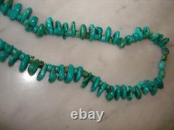 Vintage Santo Domingo Turquoise Tab Heishi Necklace 30 Inch 198 Gram