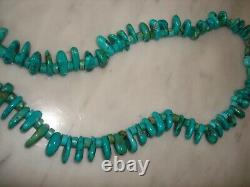 Vintage Santo Domingo Turquoise Tab Heishi Necklace 30 Inch 198 Gram