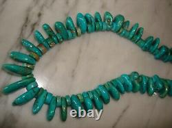 Vintage Santo Domingo Turquoise Tab Heishi Necklace 30 Inch 198 Gram