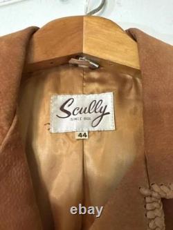 Vintage Scully Leather Suede Fringe Jacket Native American Beaded Size 44