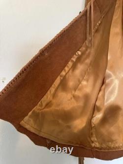 Vintage Scully Leather Suede Fringe Jacket Native American Beaded Size 44