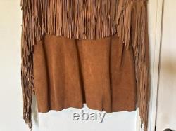 Vintage Scully Leather Suede Fringe Jacket Native American Beaded Size 44