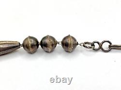 Vintage Silver Bench Melon Disk Bead Necklace 25.5 Navajo Native American